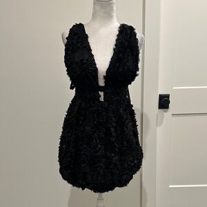 Day + Moon black textured bubble hem mini dress Sz M